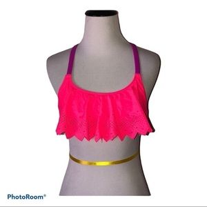 Pink Victorias Secret XS‎ neon pink
Ruffle strappy bikini top